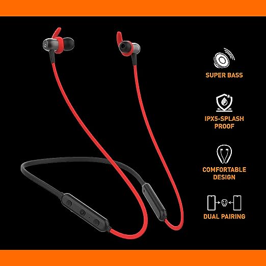 GIONEE Trance 103 Wireless in Ear Neckband Headphone with Mic (Red) GIONEE Trance 103 Wireless in Ear Neckband Headphone with Mic (Red)
